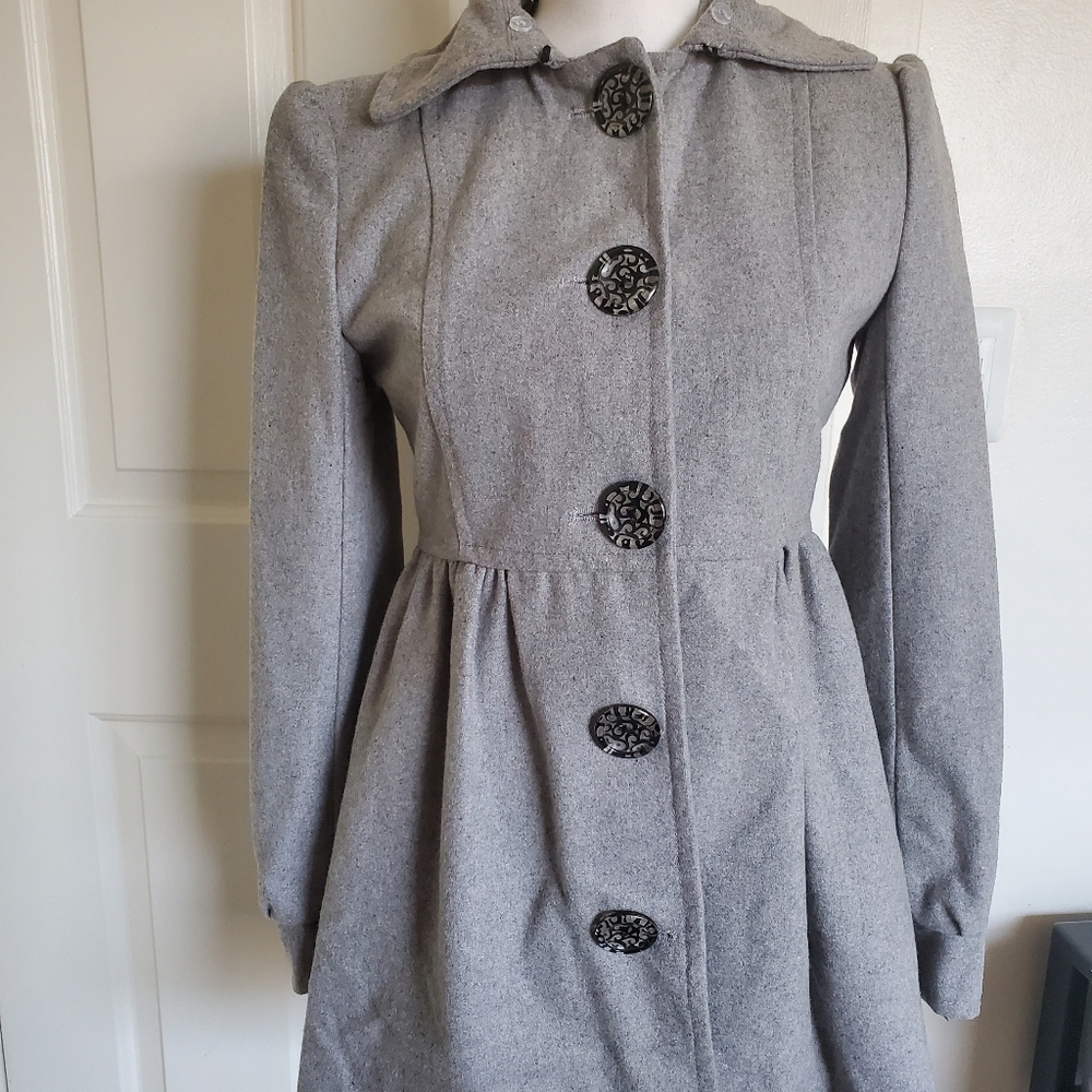 Grey Wool Blend Winter Coat